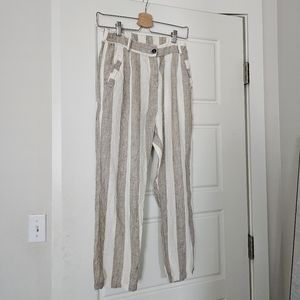 100% Linen Made in Italy Striped Trouser Pants